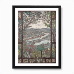 A Window View Of Rio De Janeiro In The Style Of Art Nouveau 2 Art Print