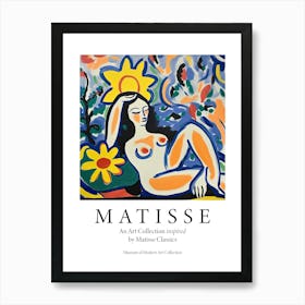 Woman Sun Bathing, Botanical, The Matisse Inspired Art Collection Poster Art Print