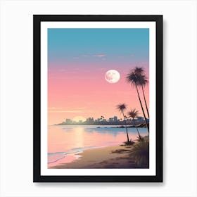 Greenmount Beach Australia At Sunset, Vibrant Painting 1 Art Print