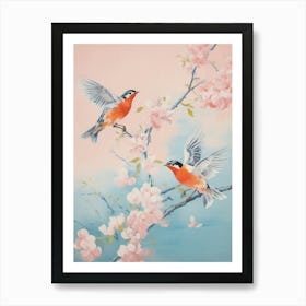 Vintage Japanese Inspired Bird Print Robin 7 Art Print