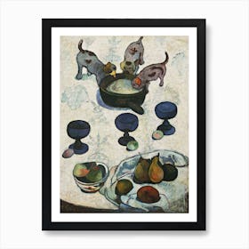 Still Life With Three Puppies, Paul Gauguin Art Print