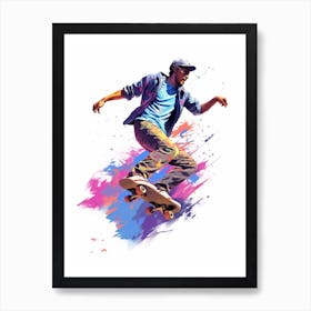 Skateboarding In Barcelona, Spain Gradient Illustration 4 Art Print