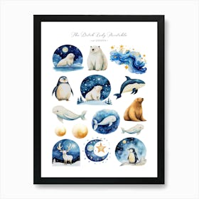 Cute Arctic Animals Art Print