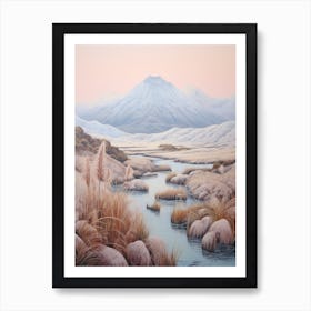 Dreamy Winter Painting Tongariro National Park New Zealand 1 Art Print