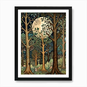 William Morris Rose Full Moon In The Forest Art Print