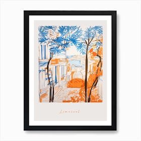 Limassol Cyprus Orange Drawing Poster Art Print