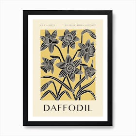 Rustic March Birth Flower Daffodil Black Yellow Art Print