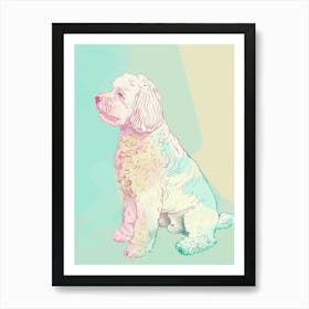 Bichon Frise Dog Pastel Line Watercolour Illustration 1 Art Print