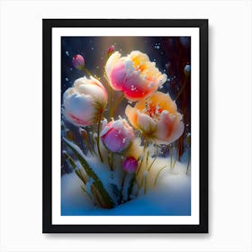 Flowers In The Snow 2 Art Print