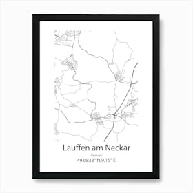 Lauffen Am Neckar,Germany Minimalist Map Art Print