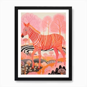 Red Zebra In The Wild Art Print