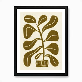 Linocut Houseplant 2 Art Print