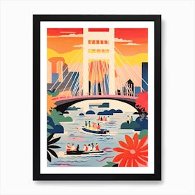 Nanpu Bridge Shangai Colourful 1 Art Print