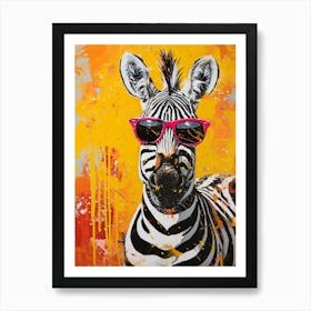 Kitsch Portrait Of A Zebra In Sunglasses 1 Art Print