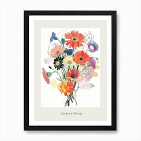 Gerbera Daisy 2 Collage Flower Bouquet Poster Art Print