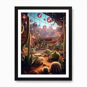Cacti Room With Disco Balls 0 Art Print