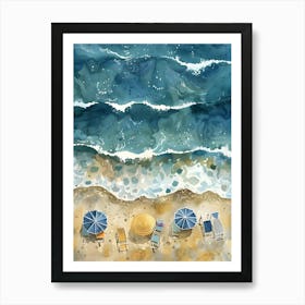 Watercolor Of Beach Umbrellas Art Print