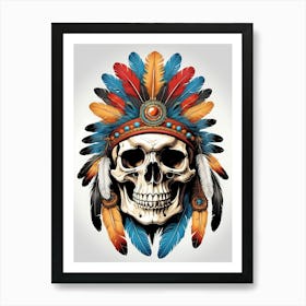 Skull Indian Headdress (6) Art Print