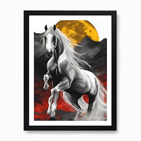 White Horse In The Desert Art Print