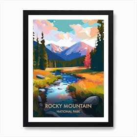 Rocky Mountain National Park Travel Poster Illustration Style 1 Art Print
