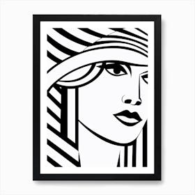 Line Art Inspired By Woman With A Hat By Matisse 1 Art Print