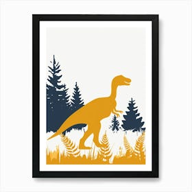Mustard Dinosaur Silhouette 4 Art Print