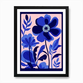 Blue Flower Illustration Anemone 3 Art Print