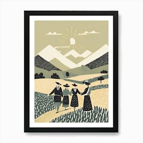 A Harvest Scene With Farmers Celebrating In The Fields Ukiyo-E Art Print