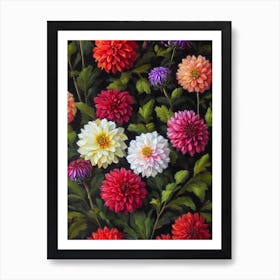 Dahlia Still Life Oil Painting Flower Art Print