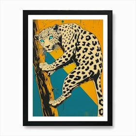 Leopard Climbing A Tree Affiche