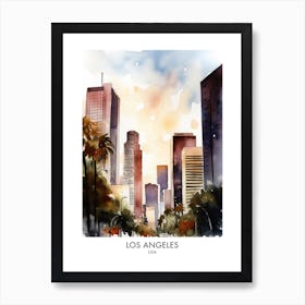 Los Angeles Watercolour Travel Poster Art Print