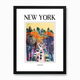 Fordham New York Colourful Silkscreen Illustration 2 Poster Art Print