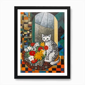 Queen With A Cat 3 Cubism Picasso Style Art Print