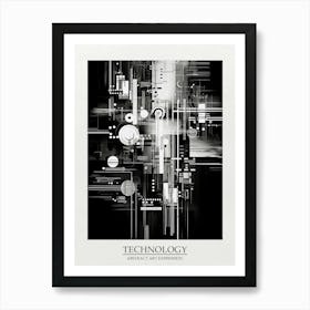 Technology Abstract Black And White 3 Poster Art Print
