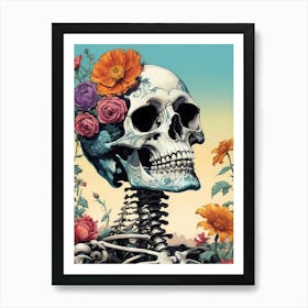 Floral Skeleton In The Style Of Pop Art (13) Art Print