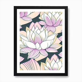 Lotus Flower Repeat Pattern Abstract Line Drawing 5 Art Print