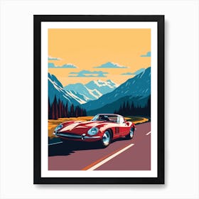 A Ferrari 250 Gto Car In Icefields Parkway Flat Illustration 4 Art Print