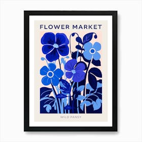 Blue Flower Market Poster Wild Pansy 2 Art Print