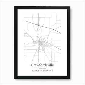 Crawfordsville,United States Minimalist Map 1 Art Print