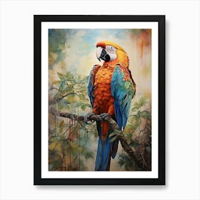 Vivid Canopy: Colorful Macaw Wall Print Art Print