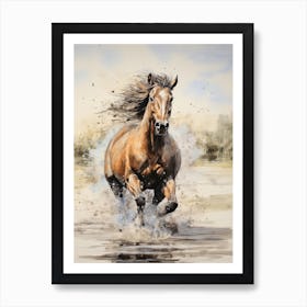 A Horse Painting In The Style Of Dry On Dry Technique 2 Art Print