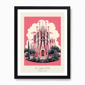 La Sagrada Familia   Barcelona, Spain   Cute Botanical Illustration Travel 7 Poster Art Print