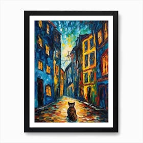 Painting Of Berlin With A Cat In The Style Of Expressionism 2 Art Print