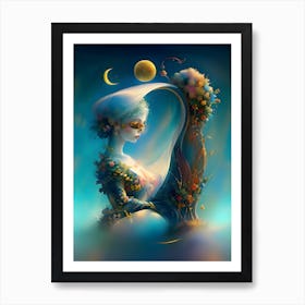 Woman In The Moonlight Art Print