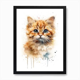Baby Cat Kitten Watercolour Nursery 2 Art Print