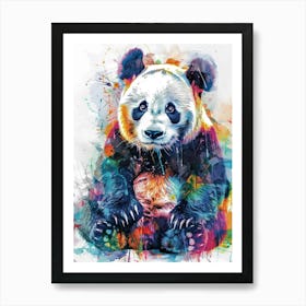 Giant Panda Colourful Watercolour 1 Art Print