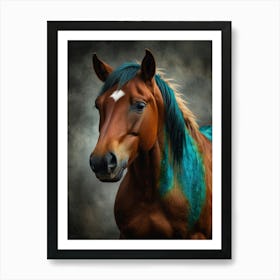 Horse With Blue Mane Art Print