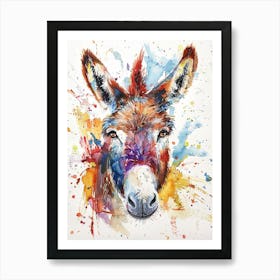 Donkey Colourful Watercolour 3 Art Print