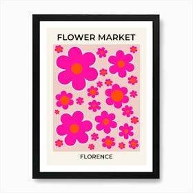 Flower Market Florence Pink Art Print