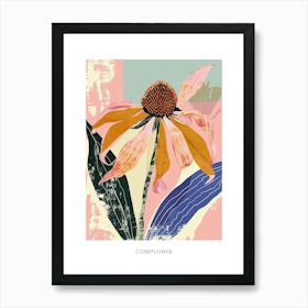 Colourful Flower Illustration Poster Coneflower 4 Art Print